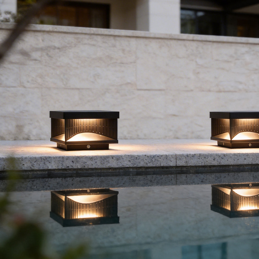 Square Outdoor Pillar Lights - Decorative LED Stripe Lighting