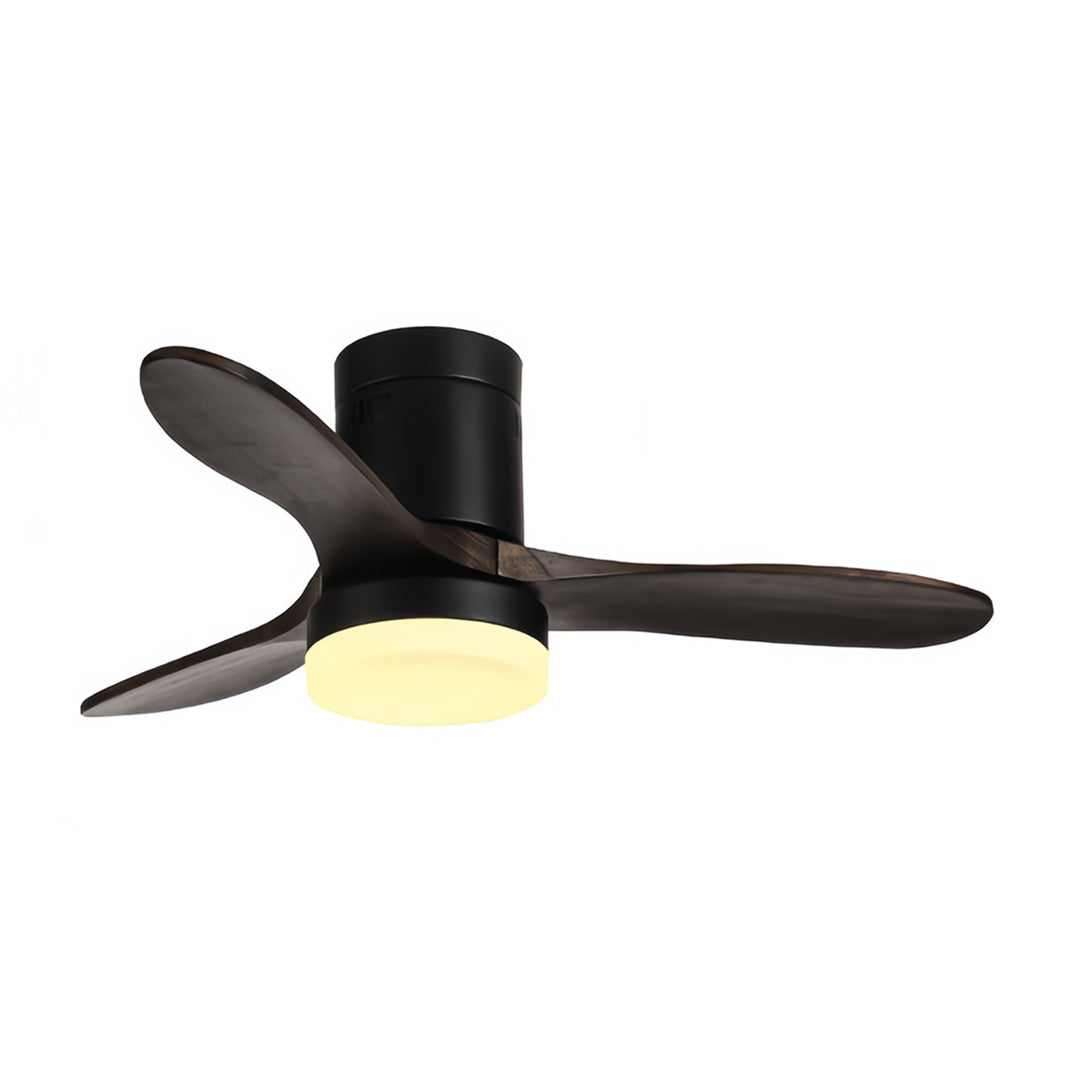 Three Blade LED Ceiling Fan with Remote Control - Modern Wood Design