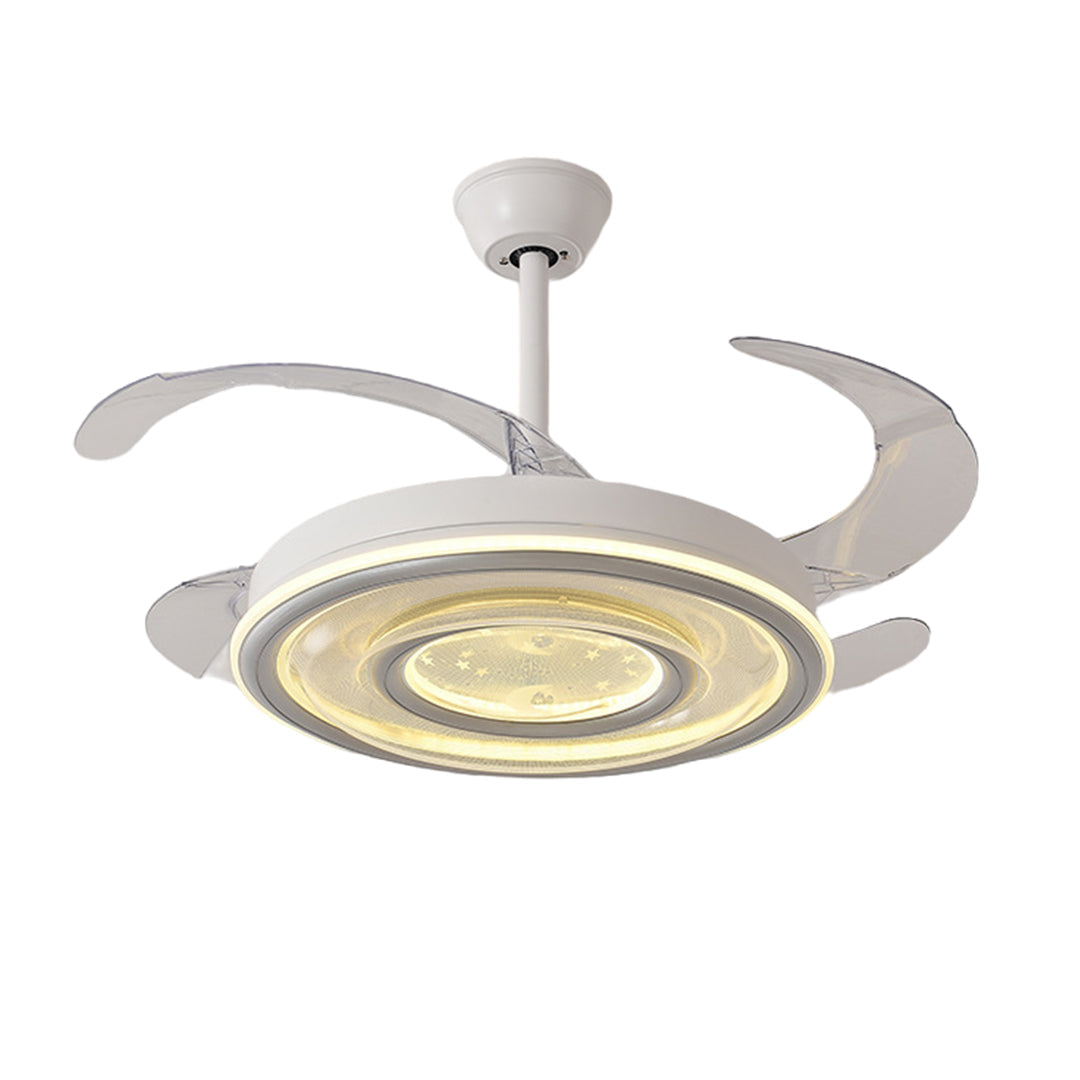 White Ceiling Fan with Light – Nordic Transparent Blade Fixture