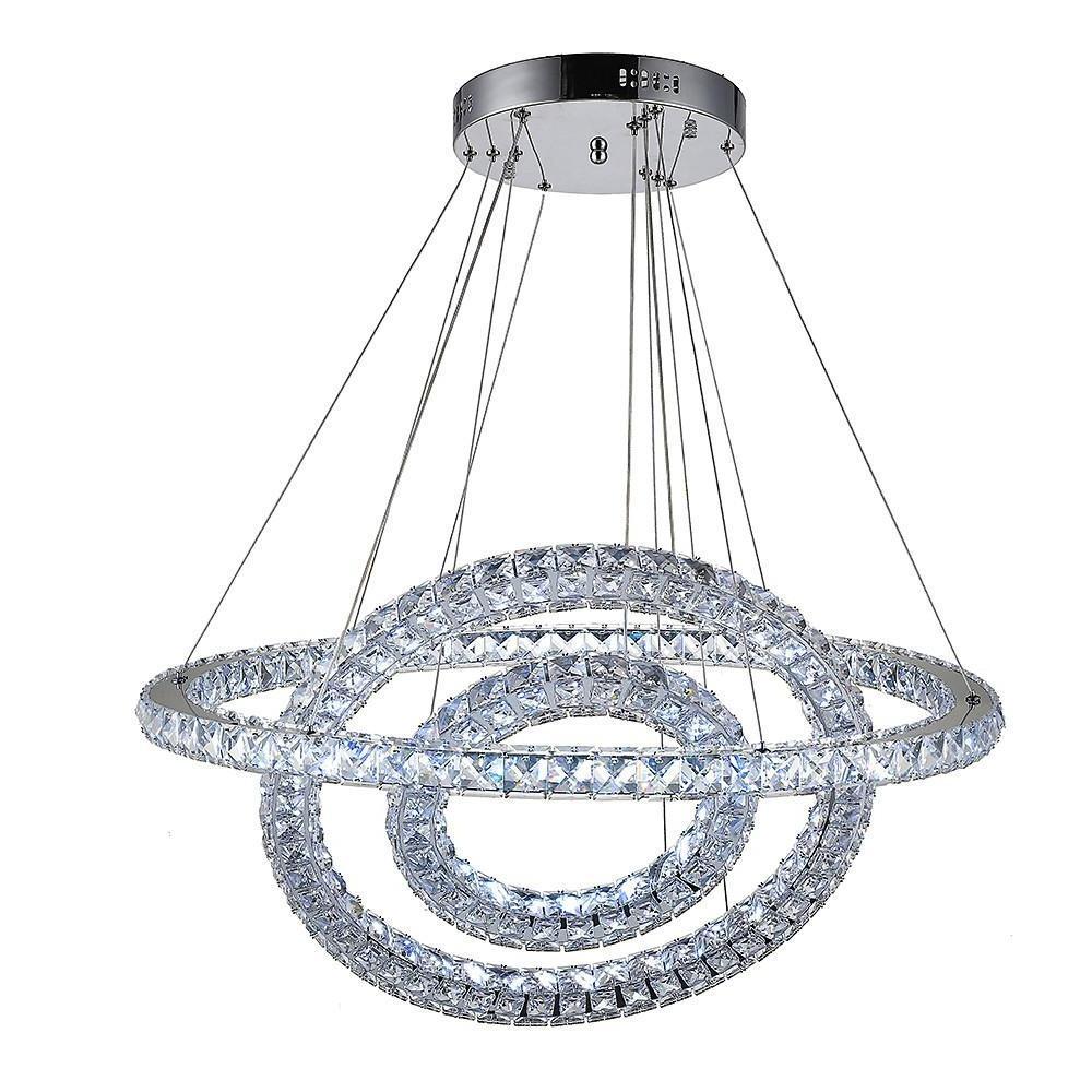 Luxury Crystal LED Chandelier 3-Tier Geometric Pendant Light