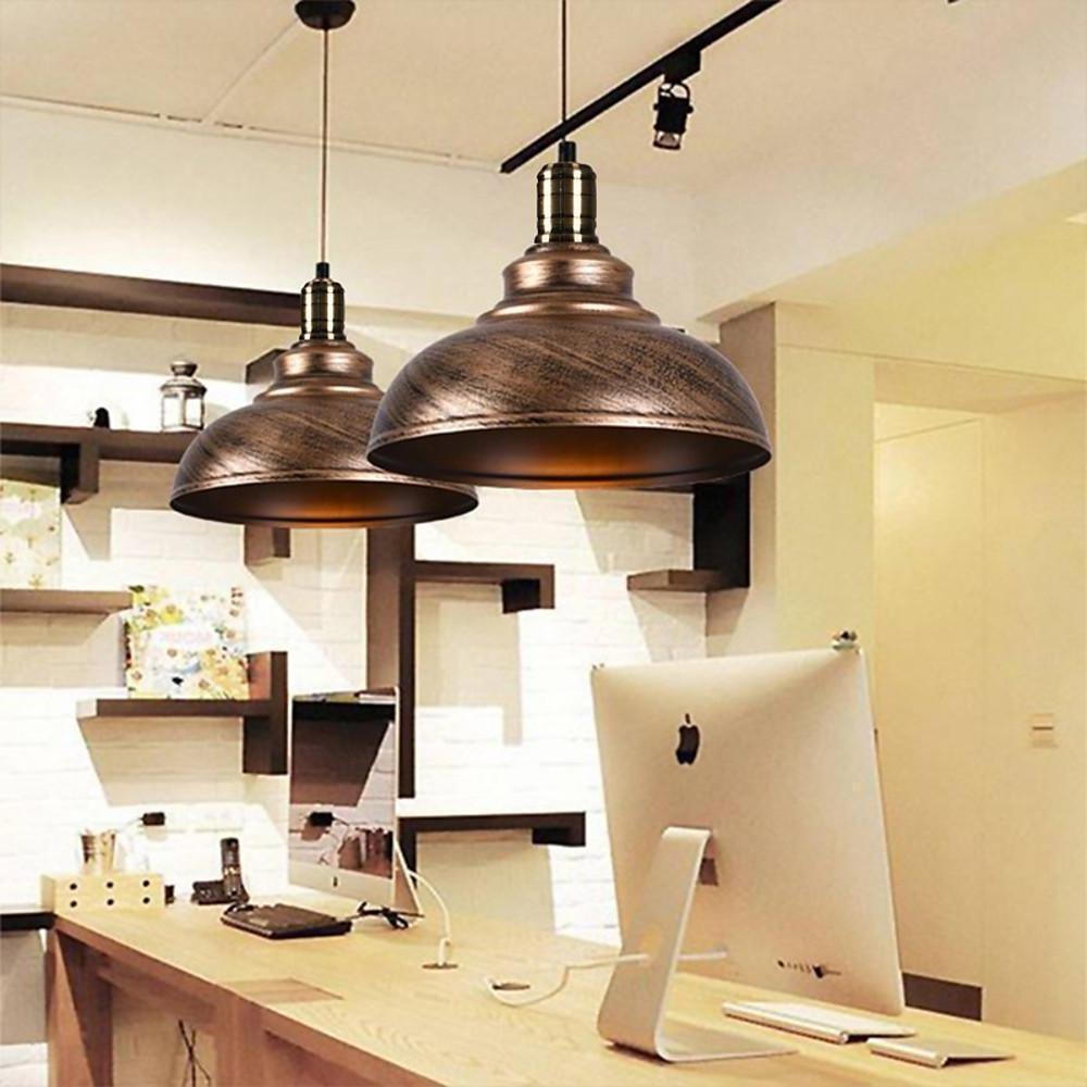 Semi Globe Metal LED Pendant Light - Vintage Style Hanging Lamp for Home Office