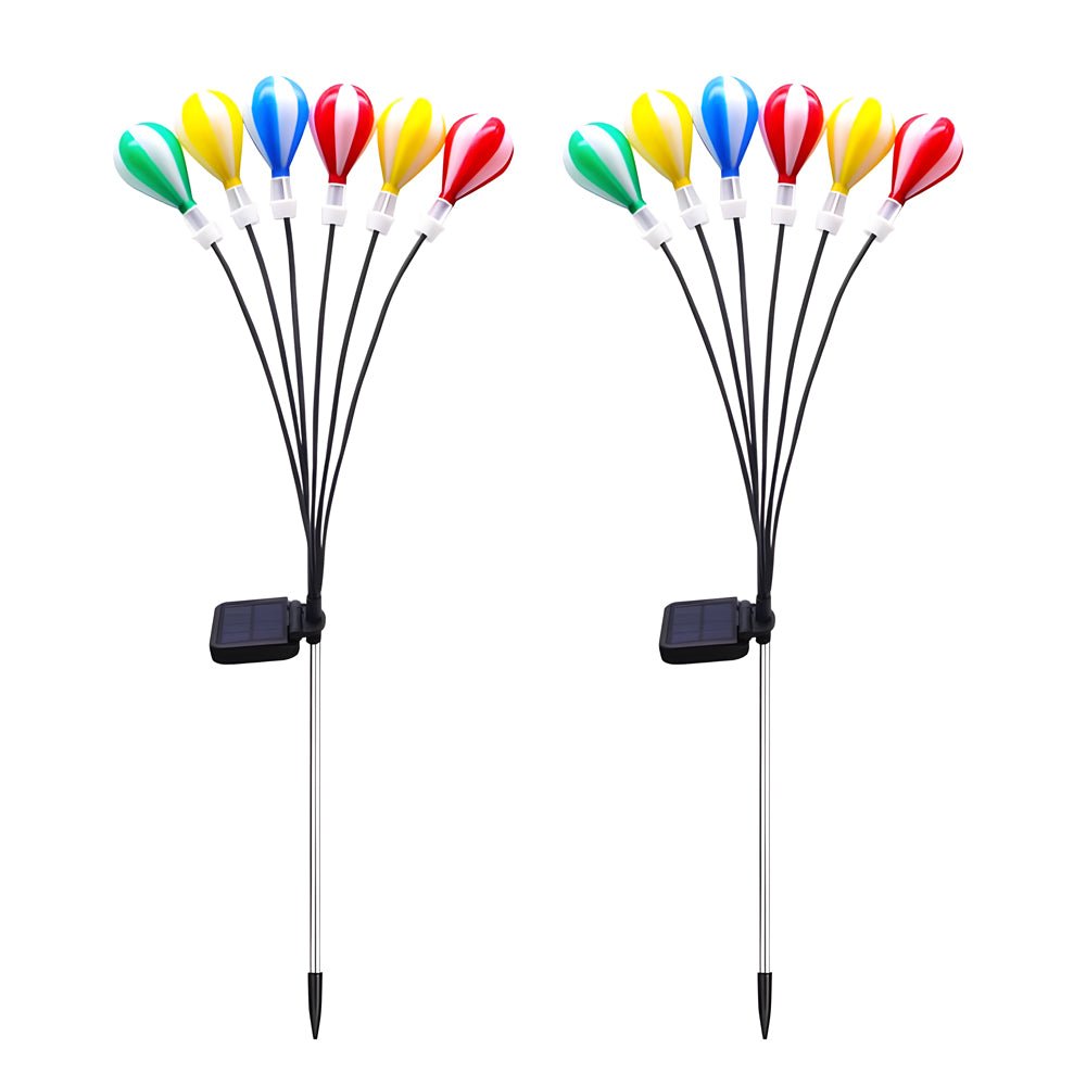 Swinging Solar LED Hot Air Balloon Lights - 2 Pack for Garden Décor