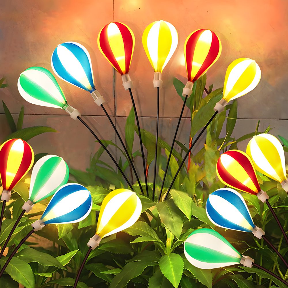 Swinging Solar LED Hot Air Balloon Lights - 2 Pack for Garden Décor