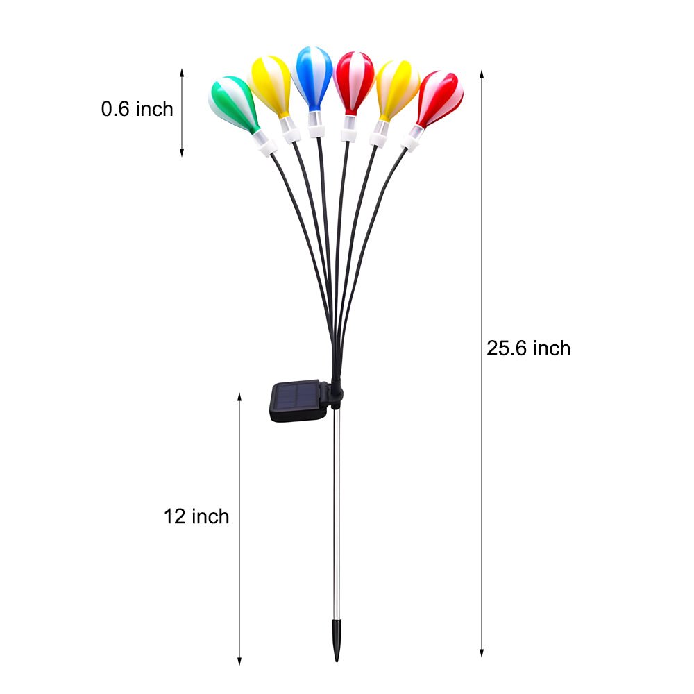 Swinging Solar LED Hot Air Balloon Lights - 2 Pack for Garden Décor