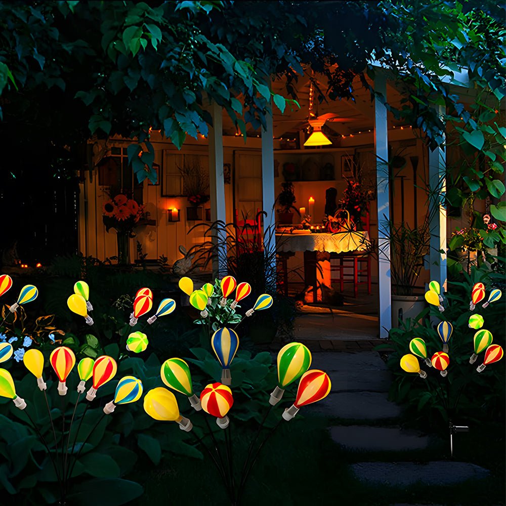 Swinging Solar LED Hot Air Balloon Lights - 2 Pack for Garden Décor