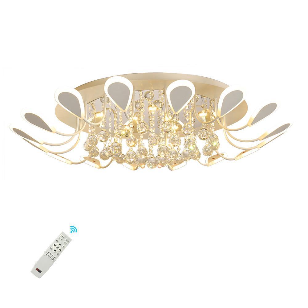 Flower-Shaped Dimmable LED Crystal Ceiling Light - Modern Flush Mount Fixture