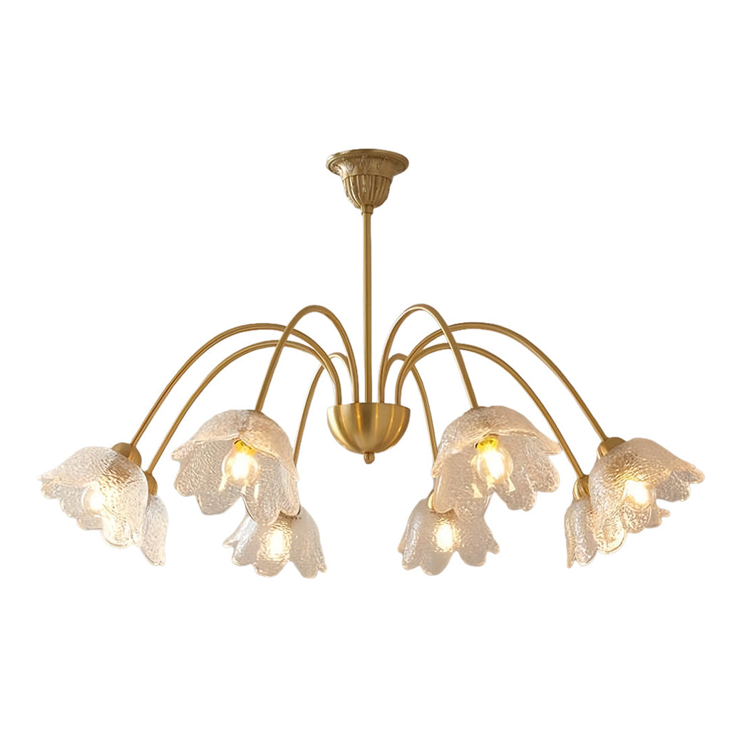 French Style Glass Shades Flower Chandelier Clear Ceiling Light