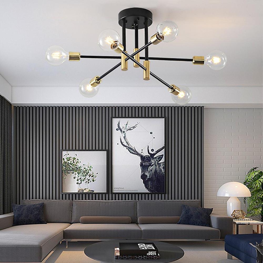 6-Light LED Sputnik Chandelier - Nordic Semi-Flush Mount Lighting Design