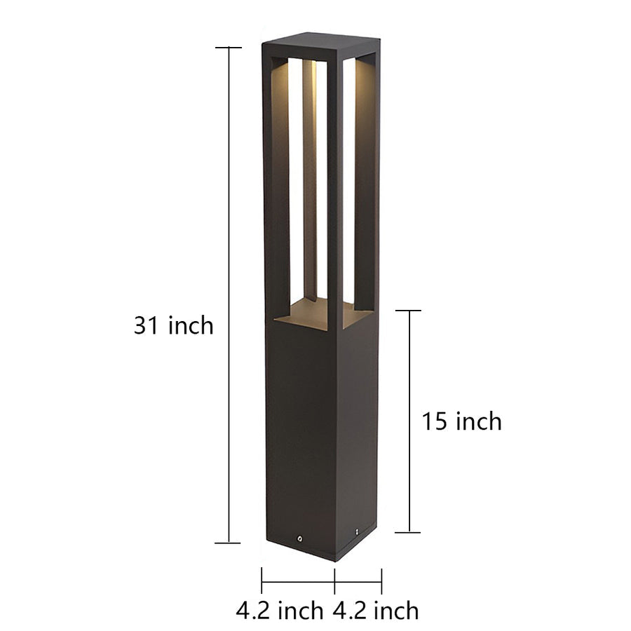 LED Bollard Garden Light - Black Aluminum Outdoor Landscape Lighting