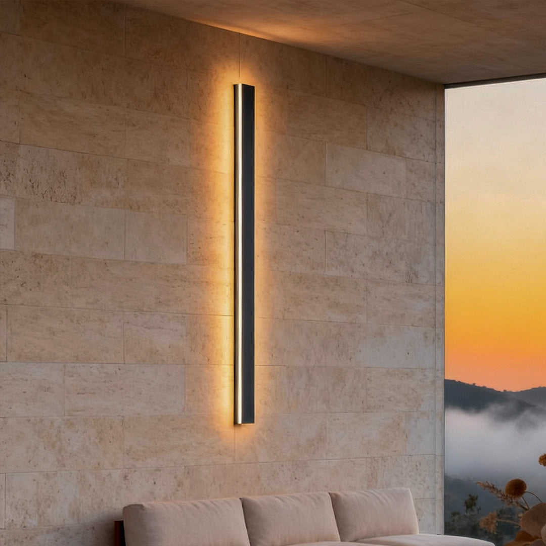 Modern Linear Outdoor Wall Sconce LED Black Lamp Minimalist Design