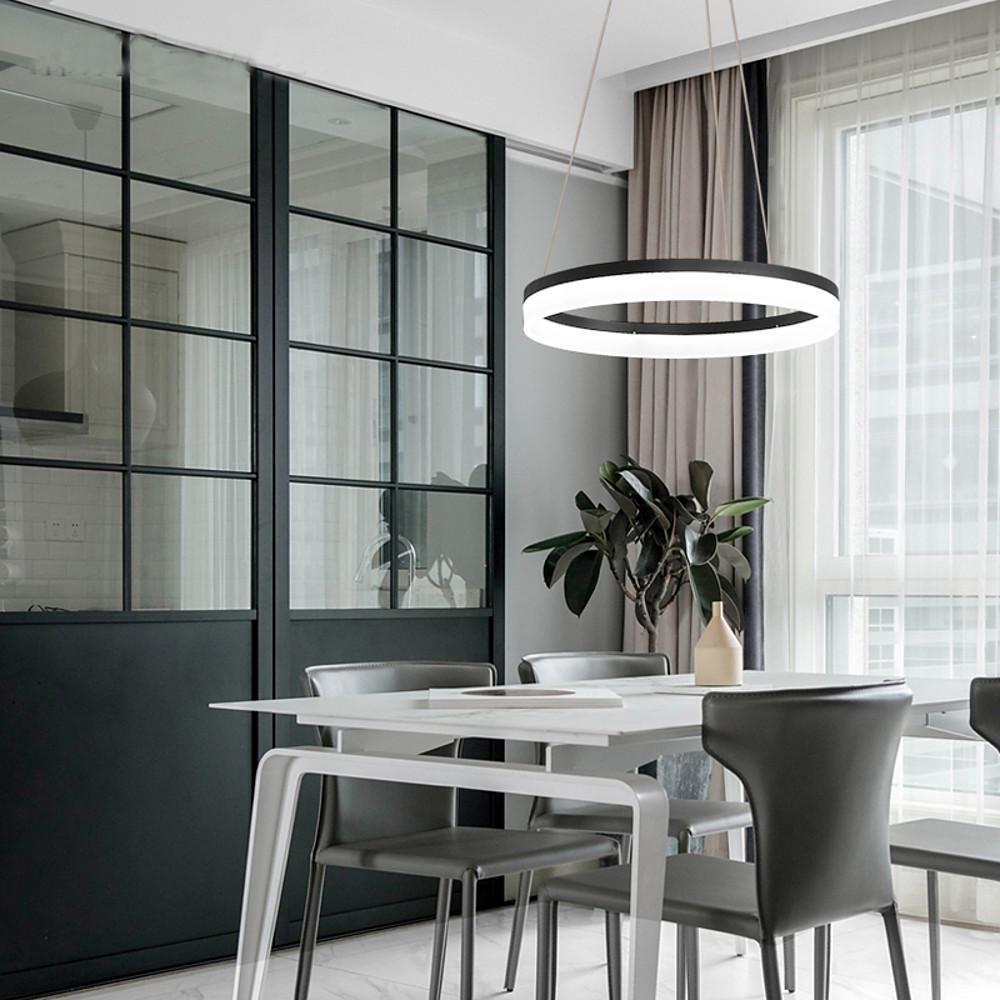 Thick Circle Modern Acrylic LED Pendant Light for Kitchen Dining Room Ceiling