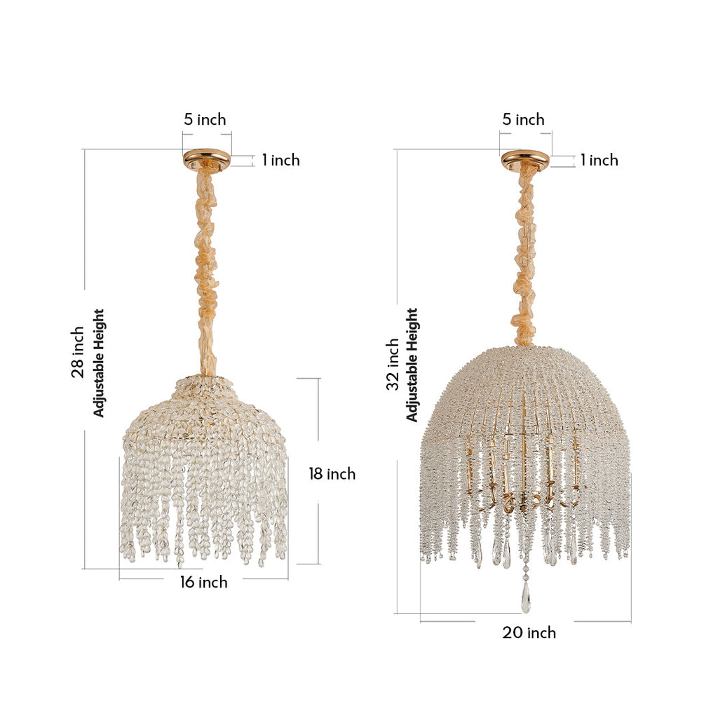 Teardrop Crystal Chandelier - French Metal Ceiling Light