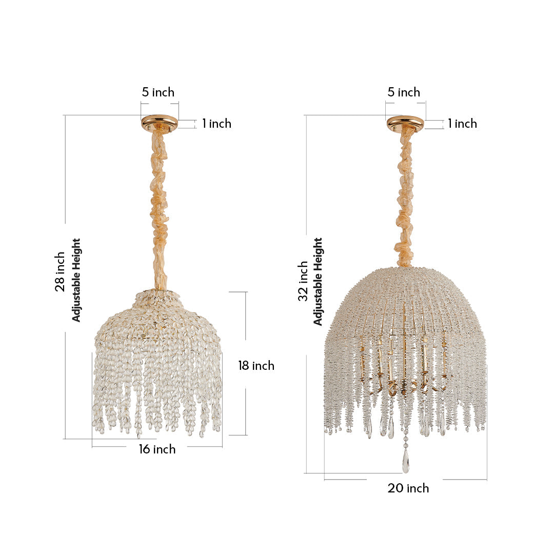 Teardrop Crystal Chandelier - French Metal Ceiling Light