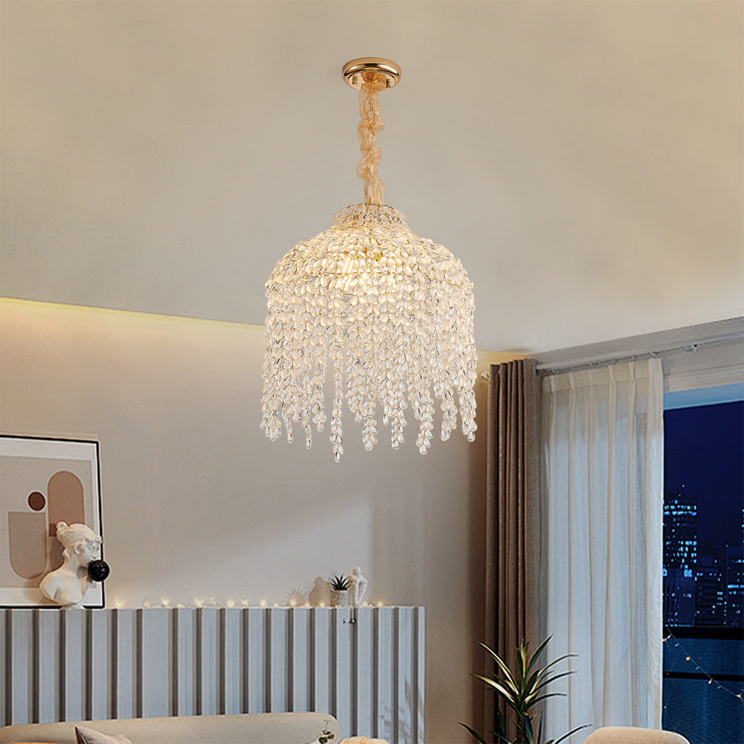Teardrop Crystal Chandelier - French Metal Ceiling Light