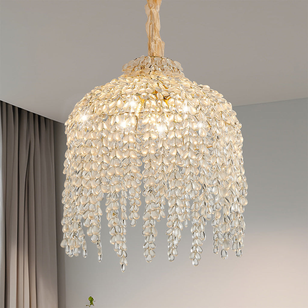 Teardrop Crystal Chandelier - French Metal Ceiling Light