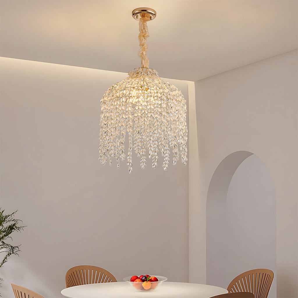 Teardrop Crystal Chandelier - French Metal Ceiling Light