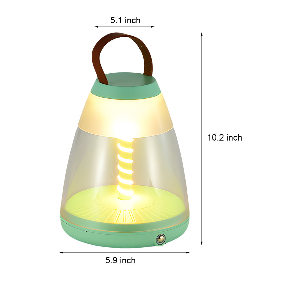 Portable Battery Powered Outdoor Spiral LED Lamp - Stylish and Versatile Lighting Solution for Patios, Camping, and Garden Use.