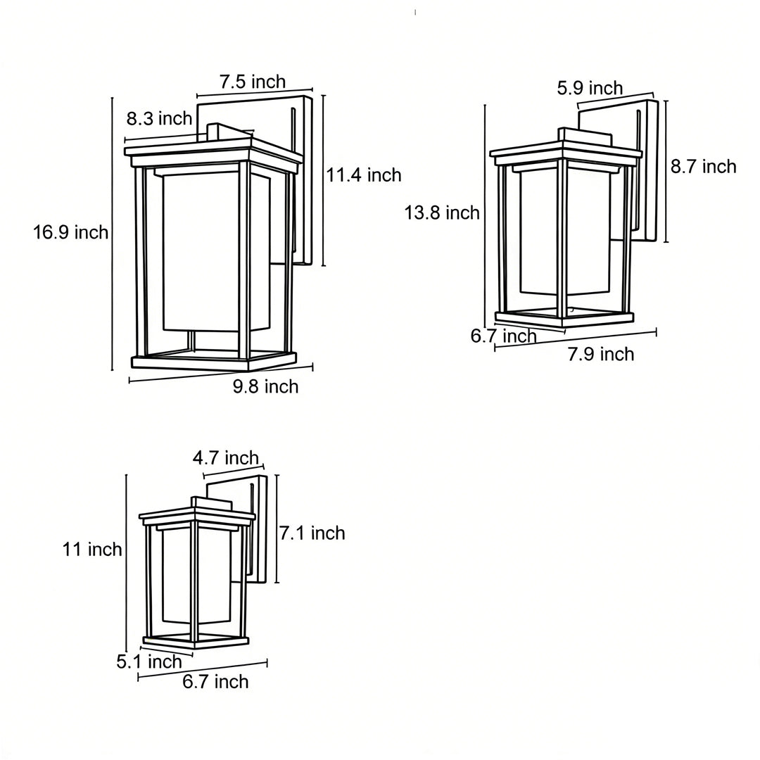 Outdoor Wall Mounted Black Square Aluminum Light Fixture