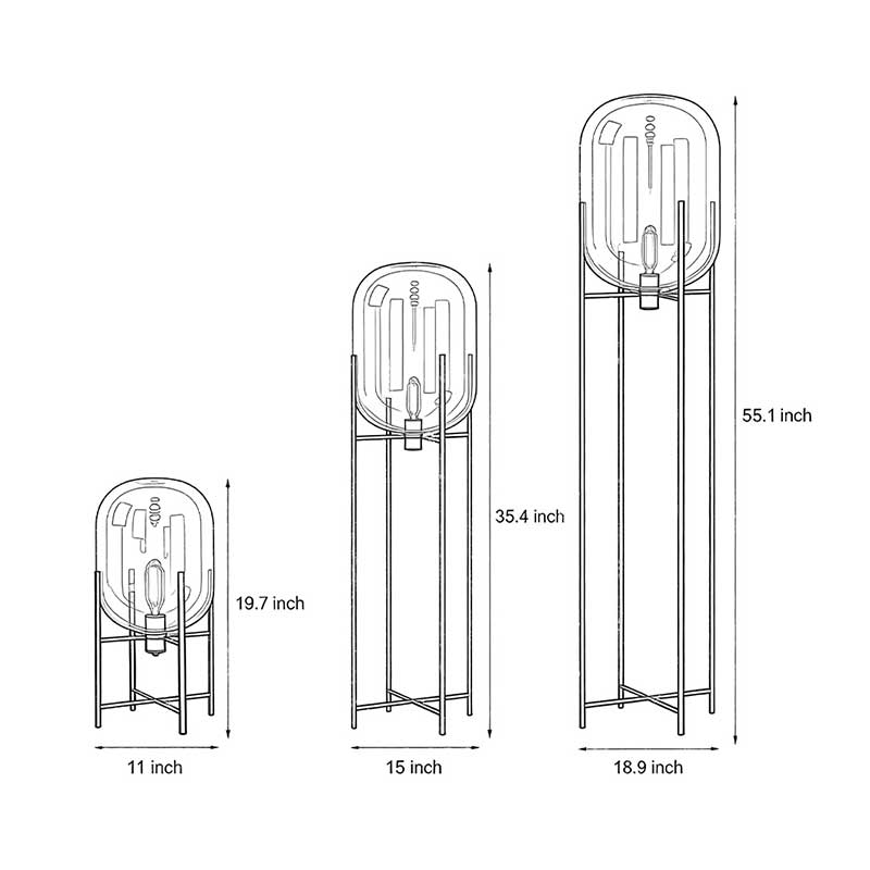 Bubble Glass Floor Lamp Industrial Rods Lighting