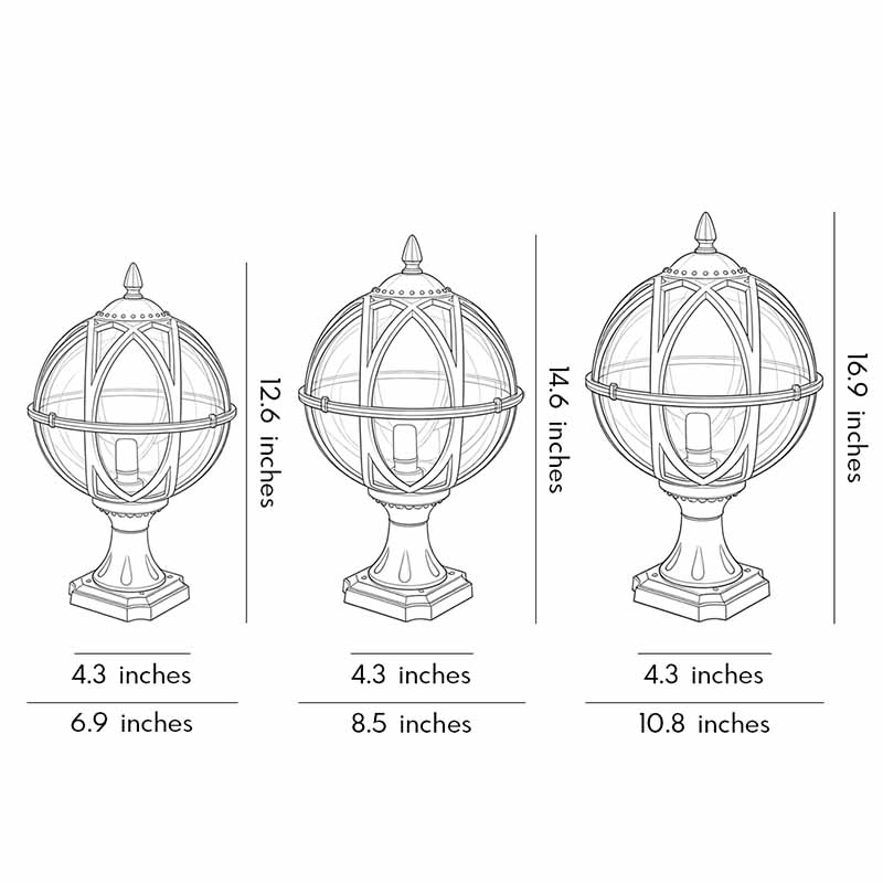 Globe Pillar Lights Outdoor Waterproof European Glass Lamp