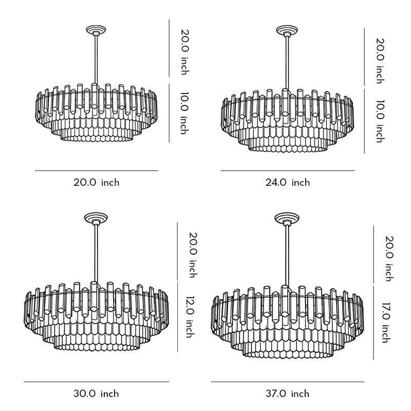 Round Drum Crystal Chandelier - Modern Metal Ceiling Light