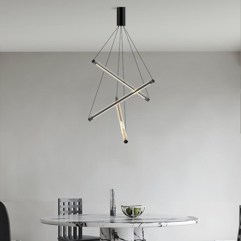 LED Linear Chandelier - Nordic Minimalist Lighting, Modern LED Pendant Light, Sleek Design, Home Decor Lighting, Energy-Efficient Chandelier, Contemporary Ceiling Fixture, Adjustable Length LED Light