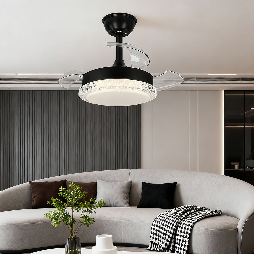 3 Blade Ceiling Fan with Light - Quiet Flush Mount Fan Lamp