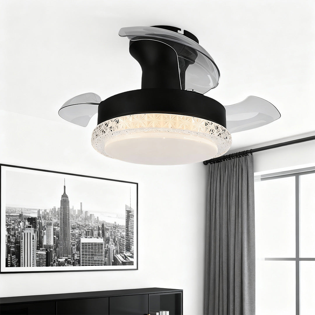 3-Blade Flush Mount Ceiling Fan with Light - Quiet Modern Lamp