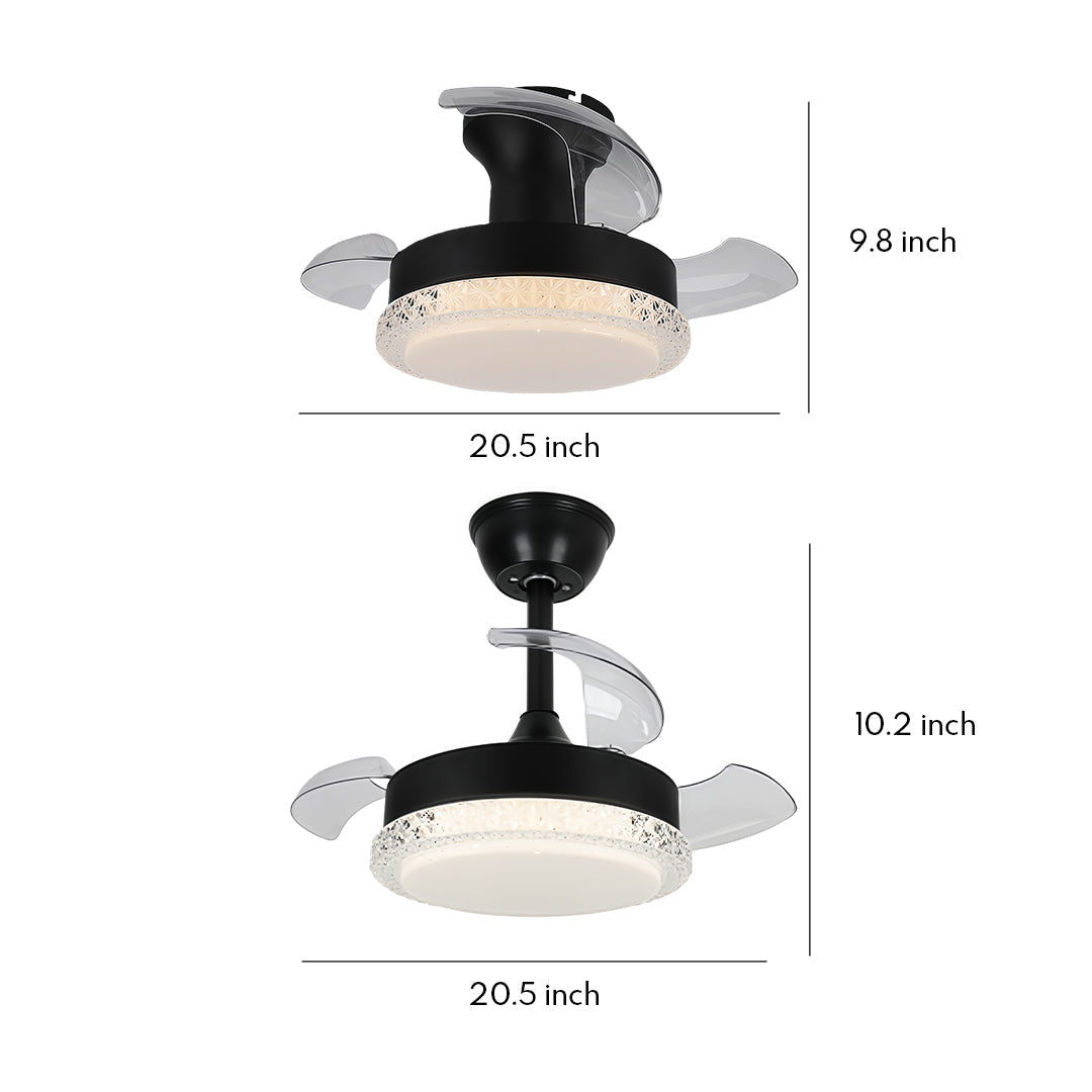 3 Blade Ceiling Fan with Light - Quiet Flush Mount Fan Lamp