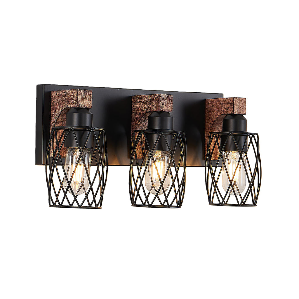 Black Vanity Bathroom Lights Metal Cage Mirror Lamp Industrial Style LED Sconce Lighting for Makeup Dressing Room Wall Fixtures Contemporary Decor Modern Design Galvanized Finish Decorative Lighting for Home Improvement