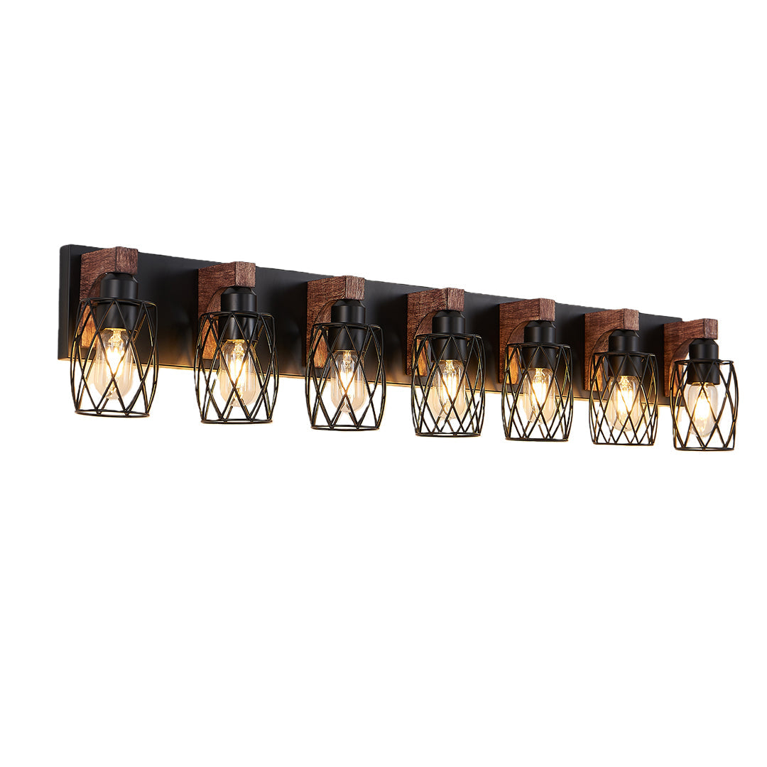 Black Vanity Bathroom Lights Metal Cage Mirror Lamp Industrial Style LED Sconce Lighting for Makeup Dressing Room Wall Fixtures Contemporary Decor Modern Design Galvanized Finish Decorative Lighting for Home Improvement