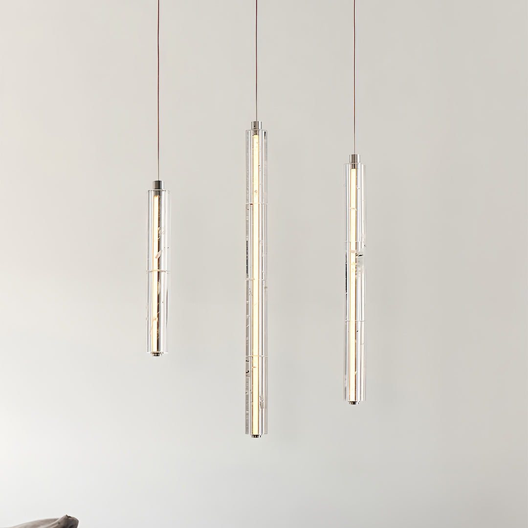 Modern Crystal Pendant Light Linear Ceiling Fixture Minimalist Design
