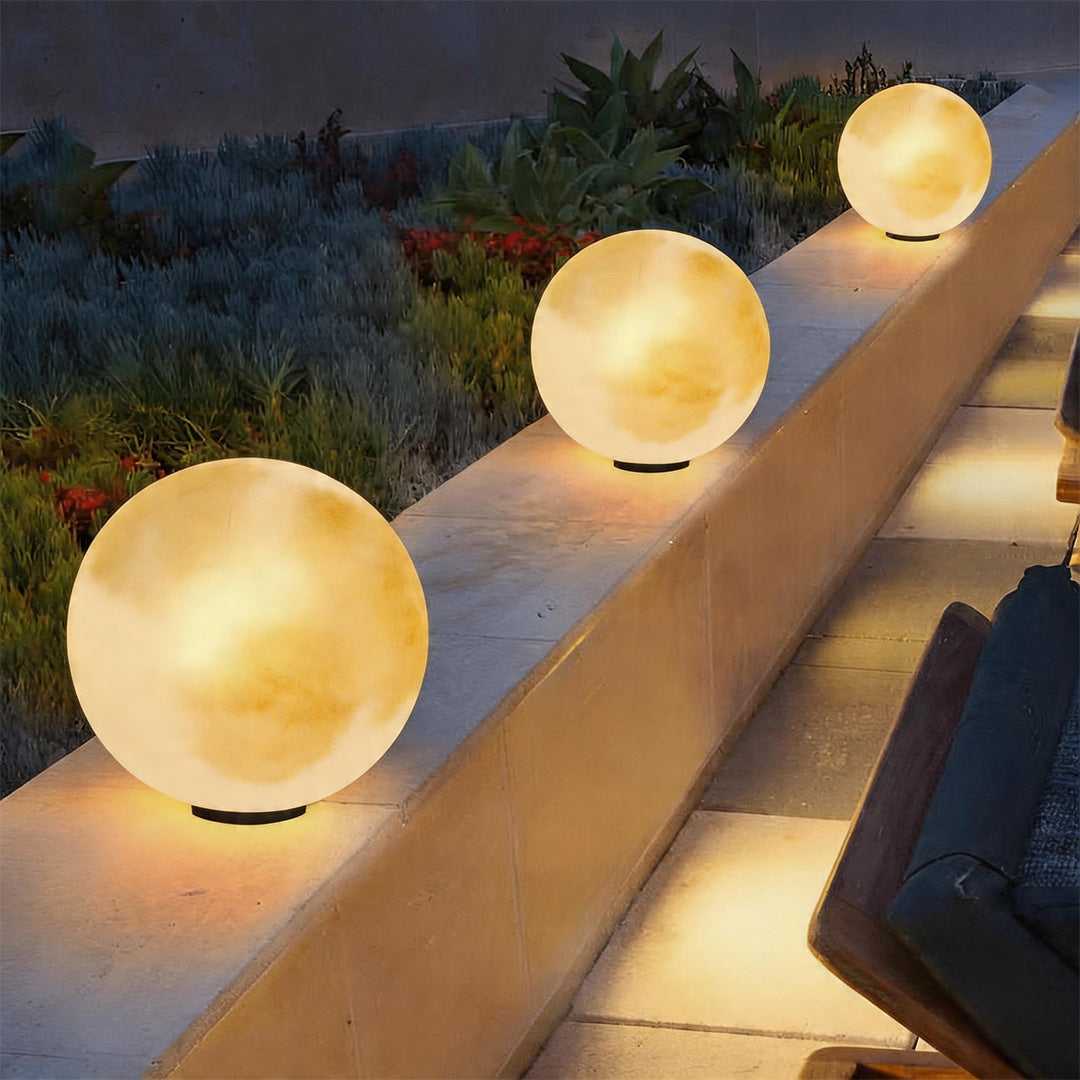 Moon Pillar Lights Waterproof LED Resin Lamp - Modern Decorative Lighting for Home & Garden