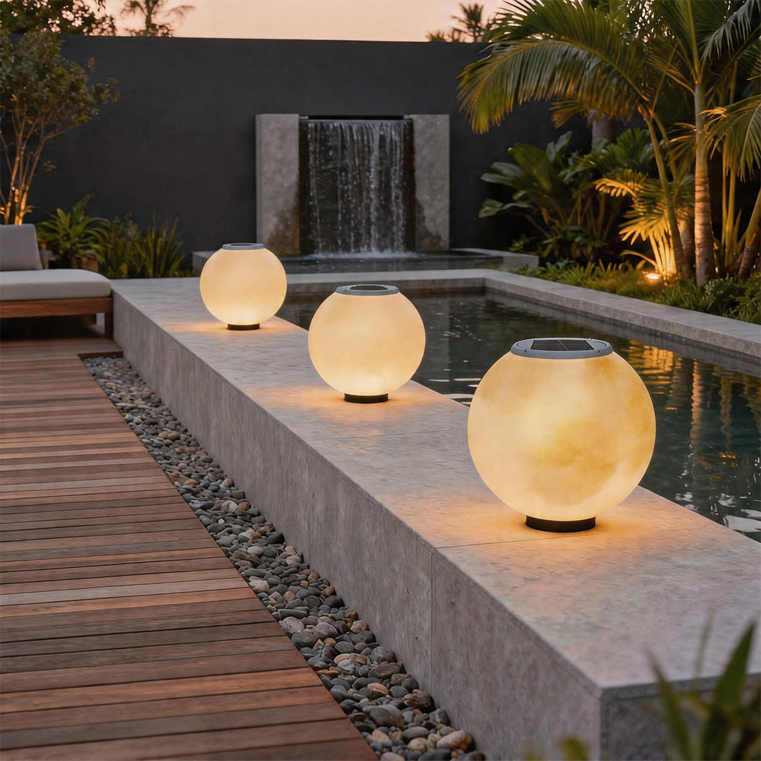 Moon Pillar Lights Waterproof LED Resin Lamp - Modern Decorative Lighting for Home & Garden