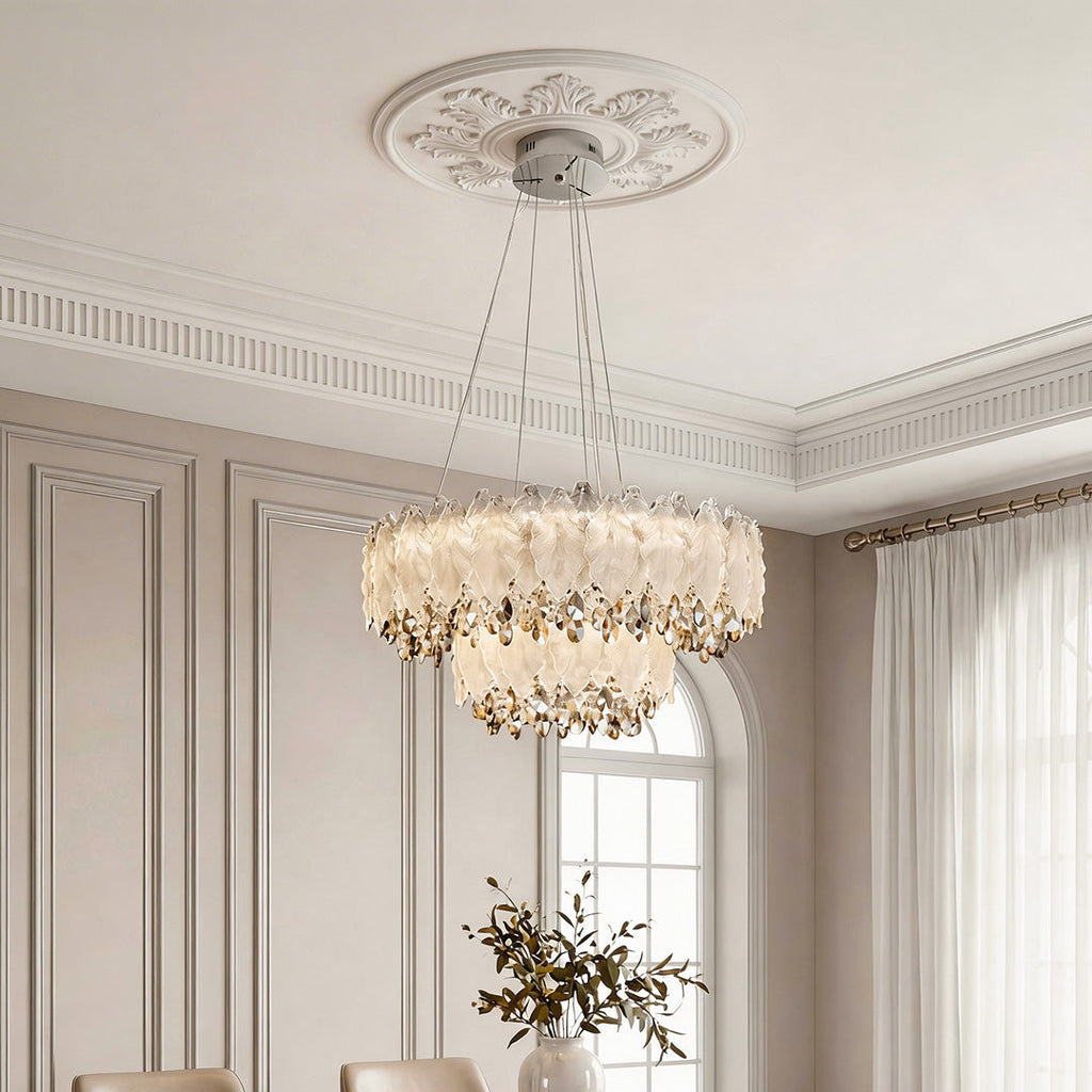 Country French Gold Crystal Chandelier Ceiling Light