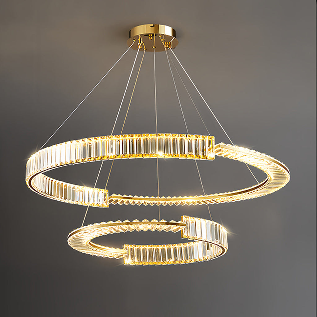Gold Crystal Chandelier Dimmable LED Modern Ceiling Light