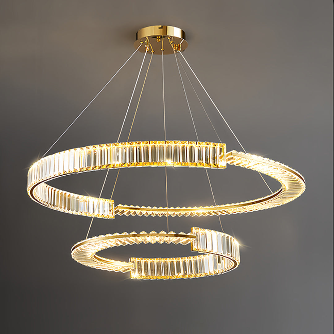Gold Crystal Chandelier Dimmable LED Modern Ceiling Light