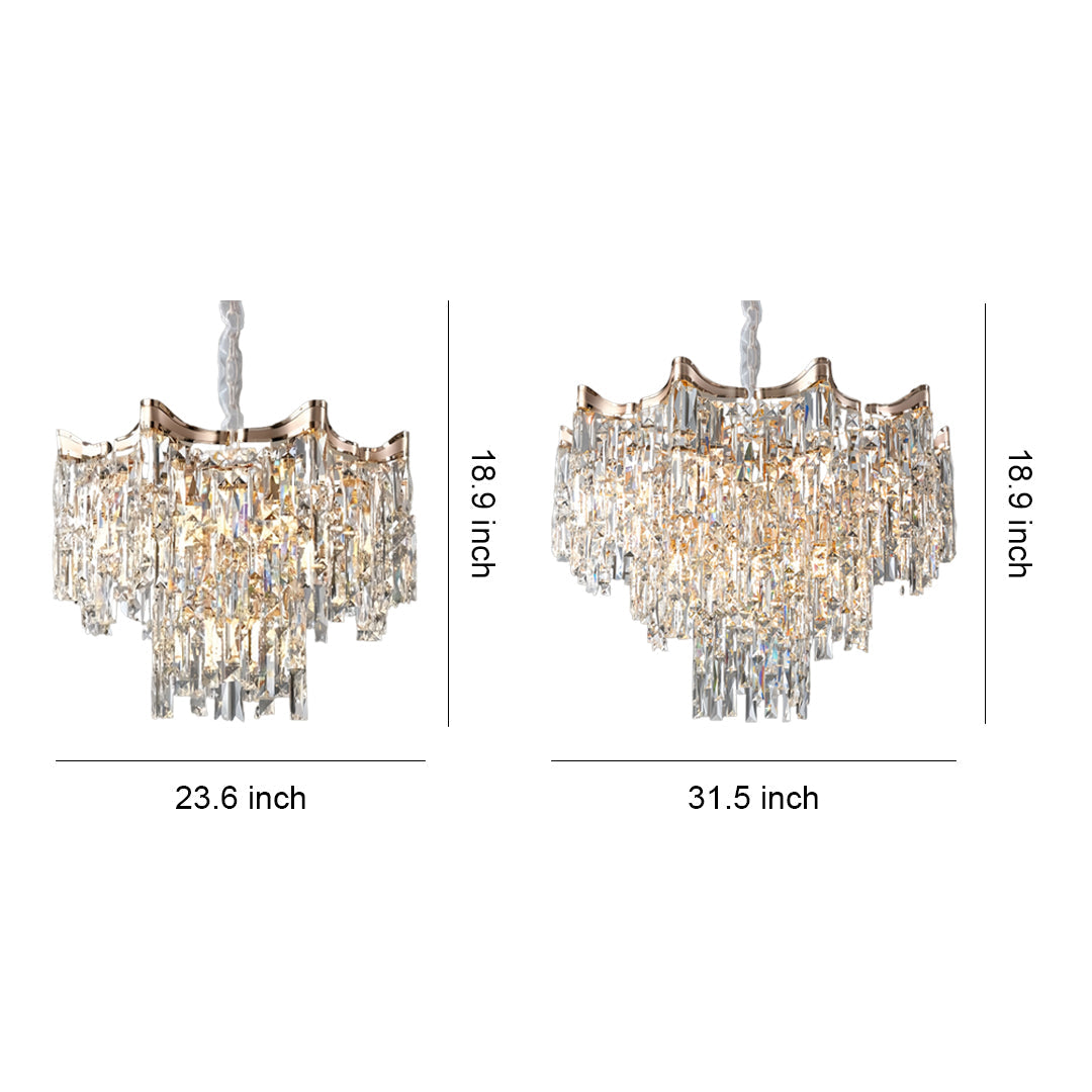 Luxury Gold Tiered Glass Chandelier - Modern Waterfall Ceiling Light