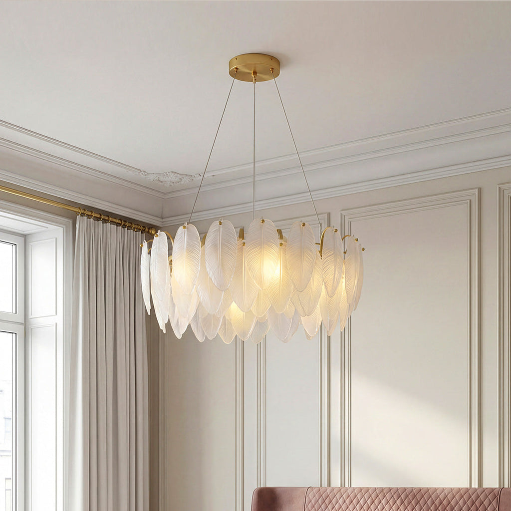 Modern Luxury Feather Glass Chandelier Ceiling Light