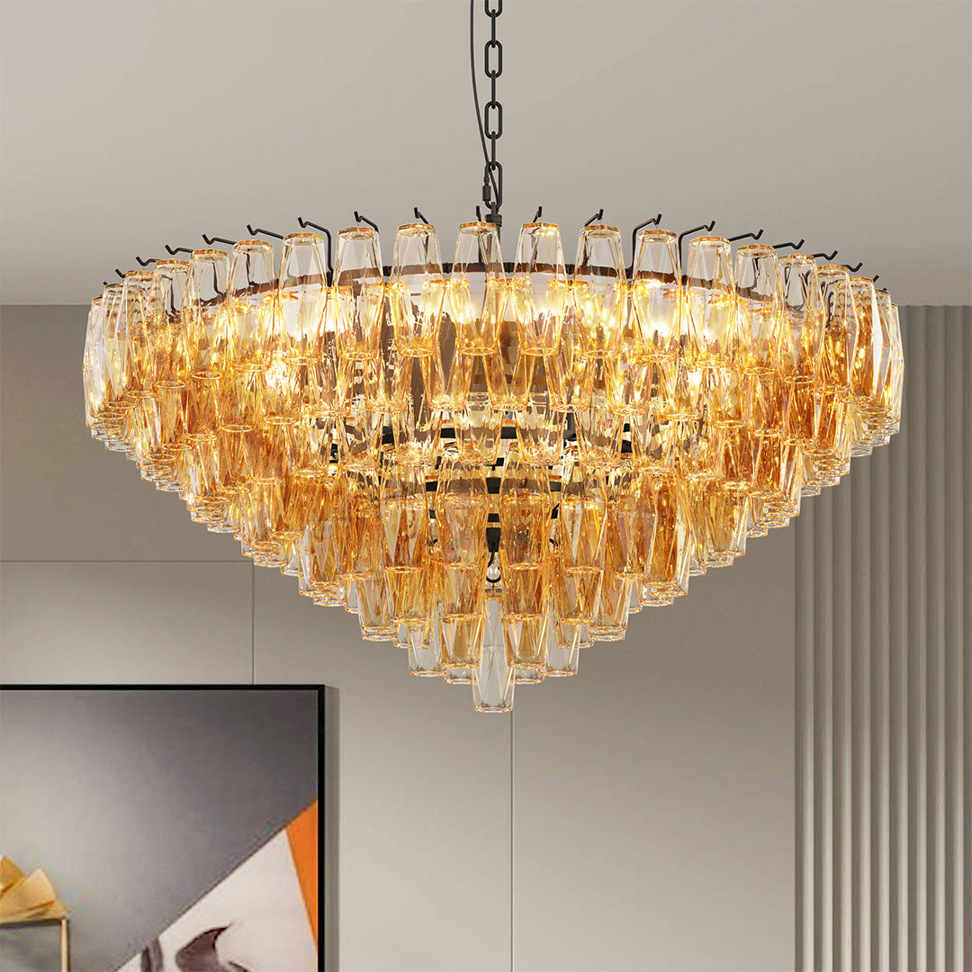 Luxury Glass Pendant Chandelier | Multi-Head Ceiling Lights
