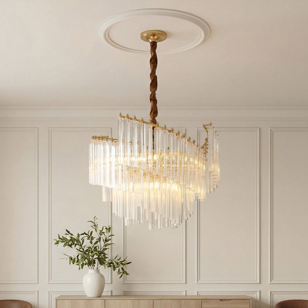 Vintage Crystal Chandelier Copper Luxury Ceiling Light