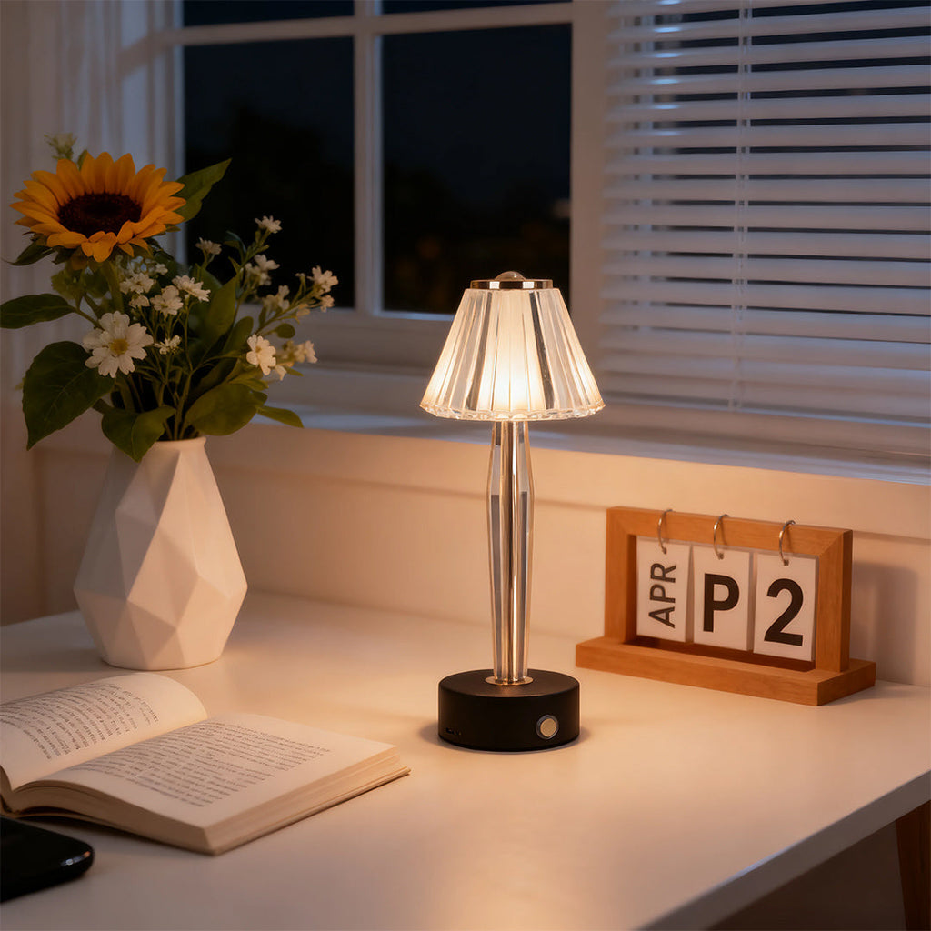 Classic Touch Control Table Lamp - USB Rechargeable Iron Body Acrylic Shade Light