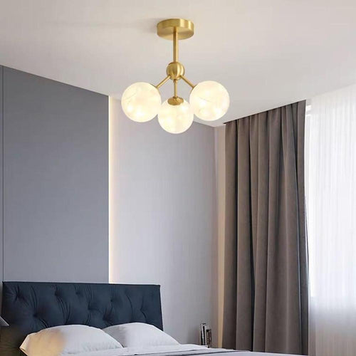 3-Globe Copper Semi Flush Mount Ceiling Light for Bedroom
