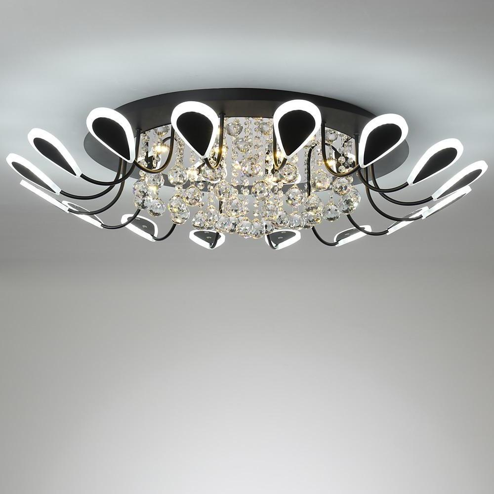 Flower-Shaped Dimmable LED Crystal Ceiling Light - Modern Flush Mount Fixture