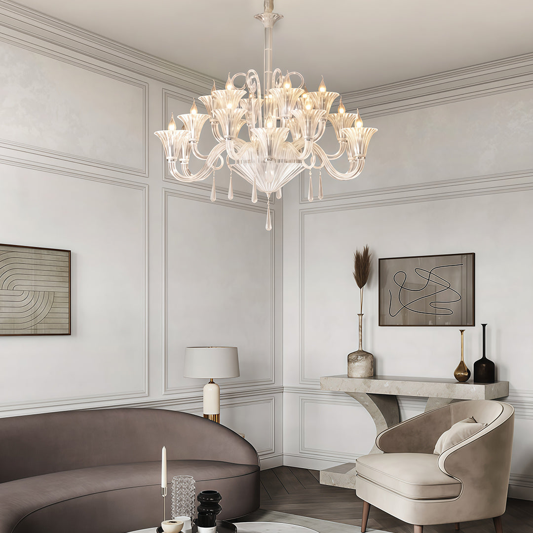 French Elegant Art Glass Chandelier | Luxury Ceiling Light Fixtures