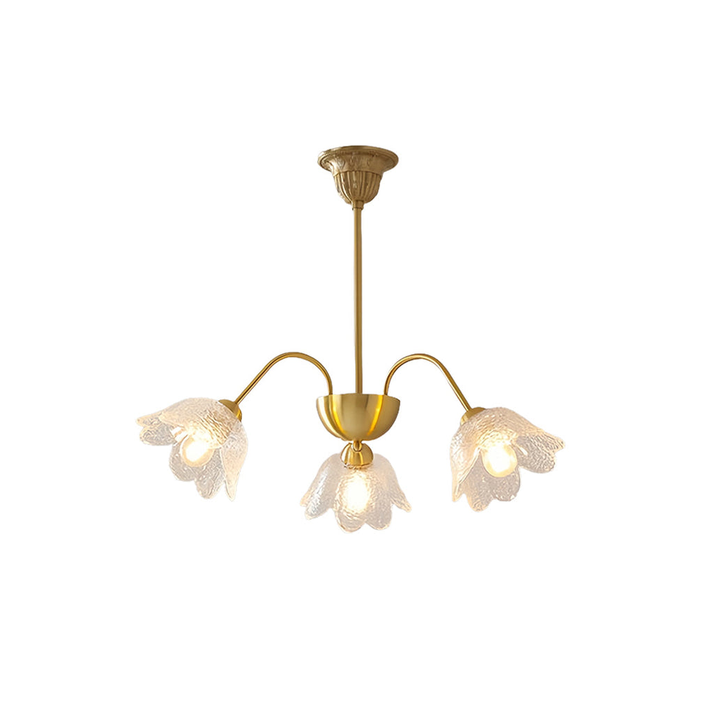 French Style Glass Shades Flower Chandelier Clear Ceiling Light
