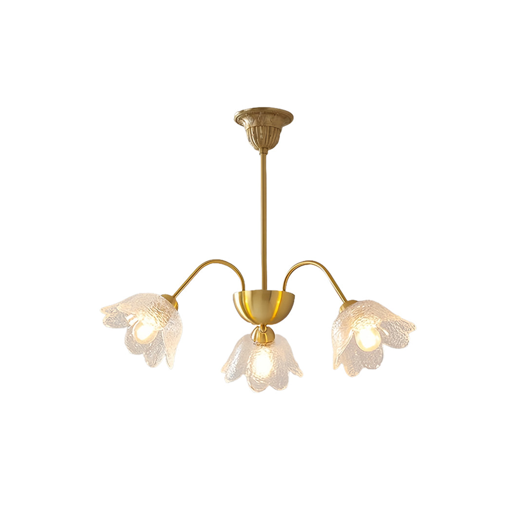 French Style Glass Shades Flower Chandelier Clear Ceiling Light