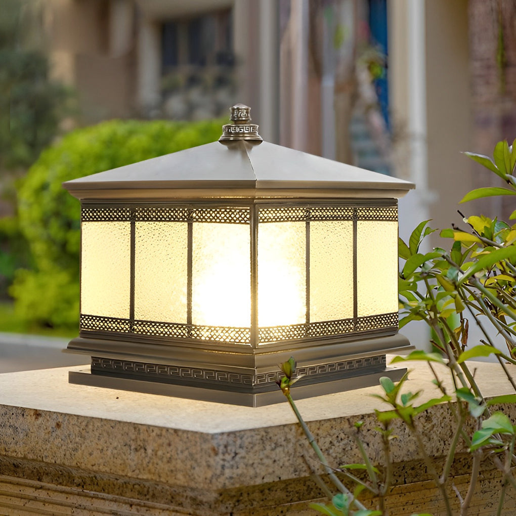 Retro Copper Solar Fence Lamp - Waterproof Outdoor Gate Pillar Lights