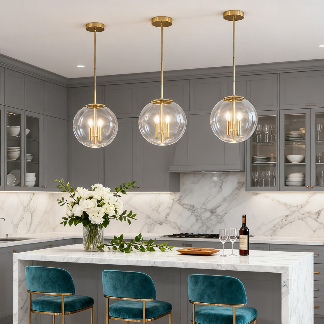 Clear Globe Pendant Light - Elegant Transparent Glass Ceiling Fixture