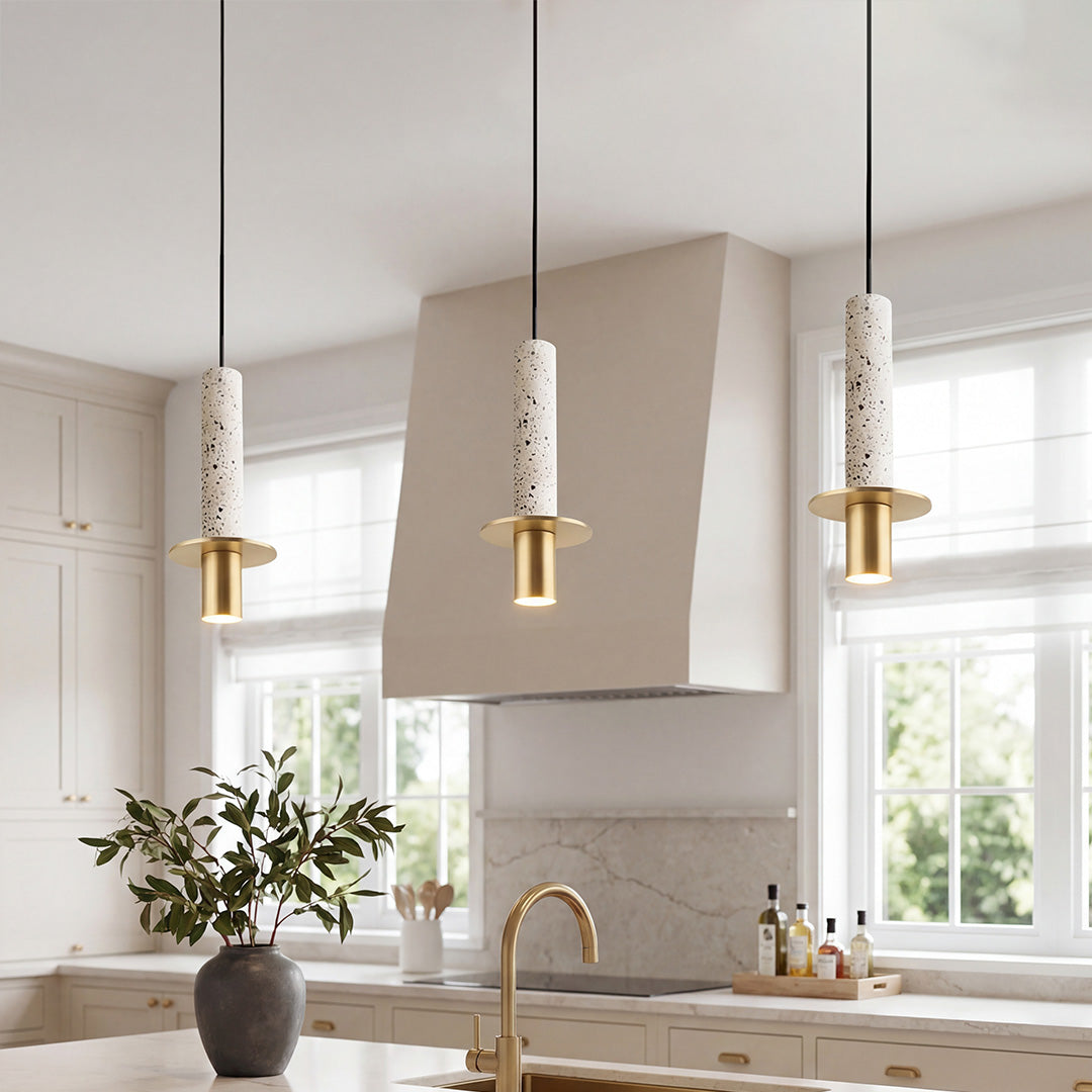 Elongated Cylindrical Terrazzo LED Chandelier Spotlight